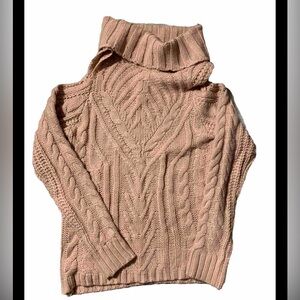 American Rag shoulder less cable knit sweater Large New